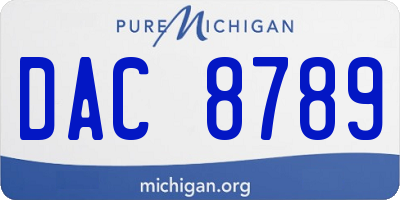 MI license plate DAC8789
