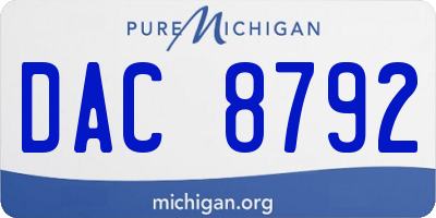 MI license plate DAC8792