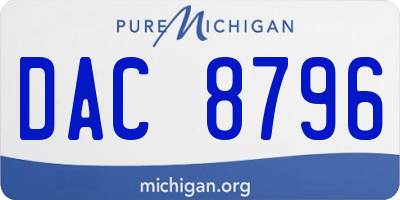 MI license plate DAC8796