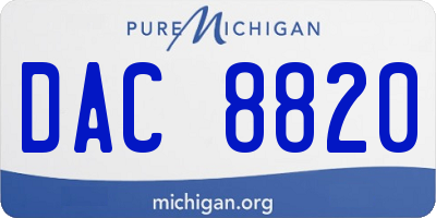 MI license plate DAC8820