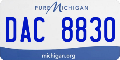 MI license plate DAC8830
