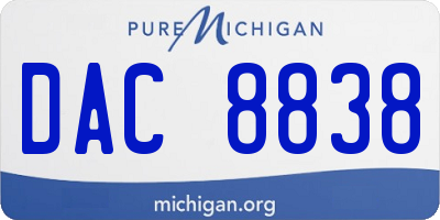 MI license plate DAC8838