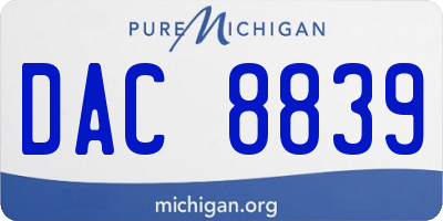 MI license plate DAC8839
