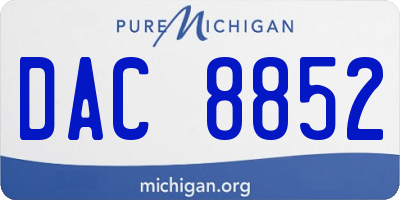 MI license plate DAC8852