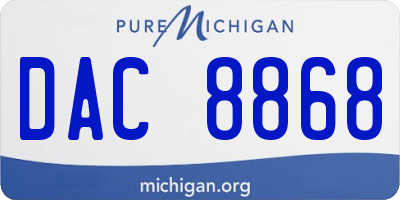 MI license plate DAC8868