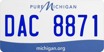 MI license plate DAC8871