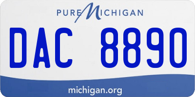 MI license plate DAC8890