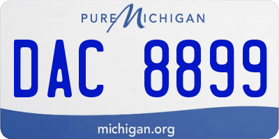 MI license plate DAC8899