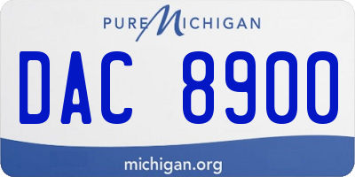 MI license plate DAC8900