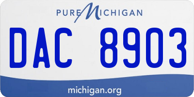 MI license plate DAC8903