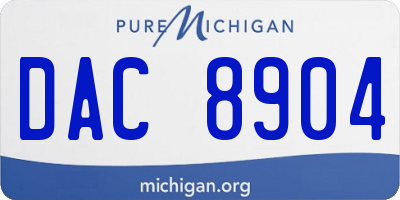 MI license plate DAC8904
