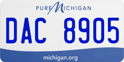 MI license plate DAC8905