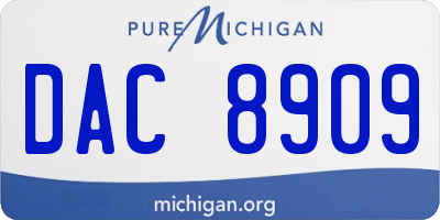 MI license plate DAC8909