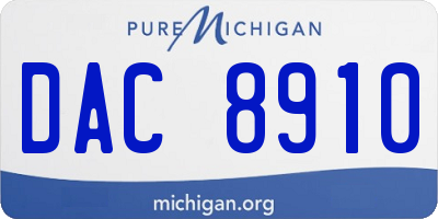 MI license plate DAC8910