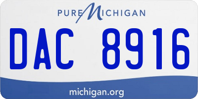 MI license plate DAC8916