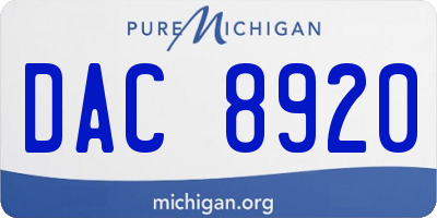 MI license plate DAC8920