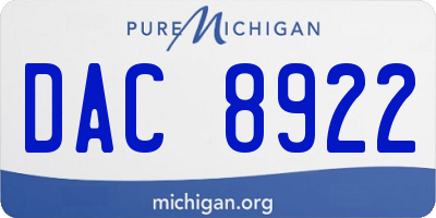 MI license plate DAC8922