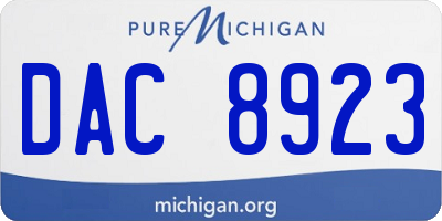 MI license plate DAC8923
