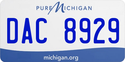 MI license plate DAC8929