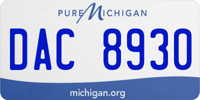 MI license plate DAC8930