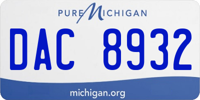MI license plate DAC8932