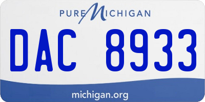 MI license plate DAC8933