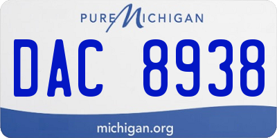 MI license plate DAC8938