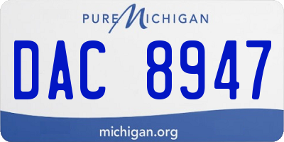 MI license plate DAC8947