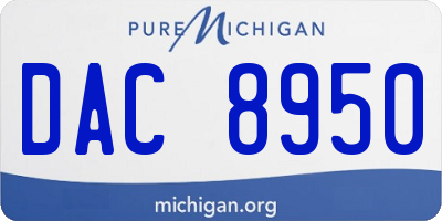 MI license plate DAC8950