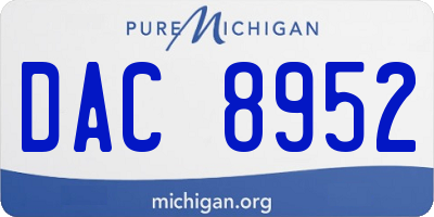 MI license plate DAC8952