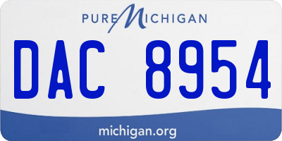 MI license plate DAC8954