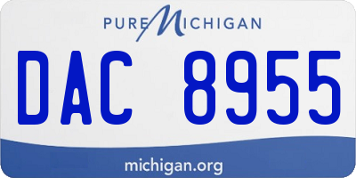 MI license plate DAC8955