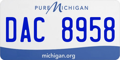 MI license plate DAC8958