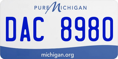 MI license plate DAC8980