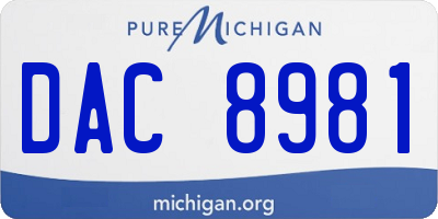 MI license plate DAC8981