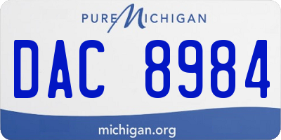 MI license plate DAC8984