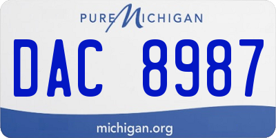 MI license plate DAC8987