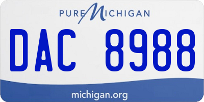 MI license plate DAC8988