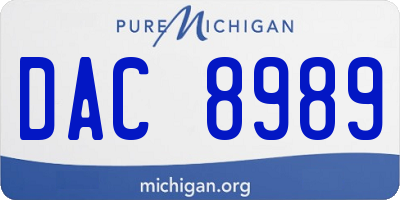 MI license plate DAC8989