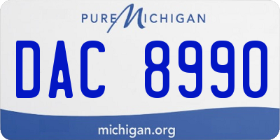 MI license plate DAC8990