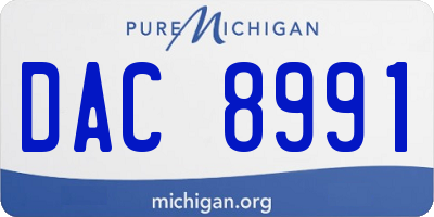 MI license plate DAC8991