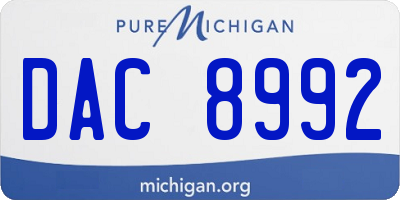 MI license plate DAC8992