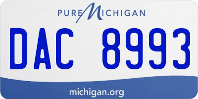 MI license plate DAC8993
