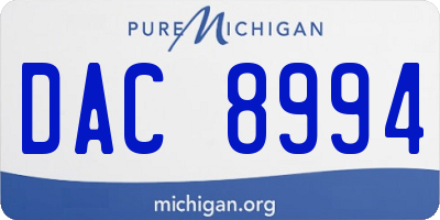 MI license plate DAC8994