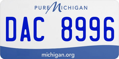 MI license plate DAC8996