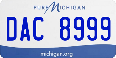 MI license plate DAC8999
