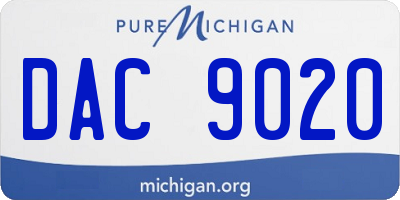MI license plate DAC9020