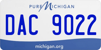 MI license plate DAC9022