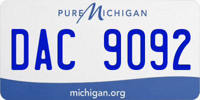 MI license plate DAC9092