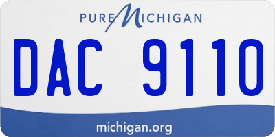 MI license plate DAC9110